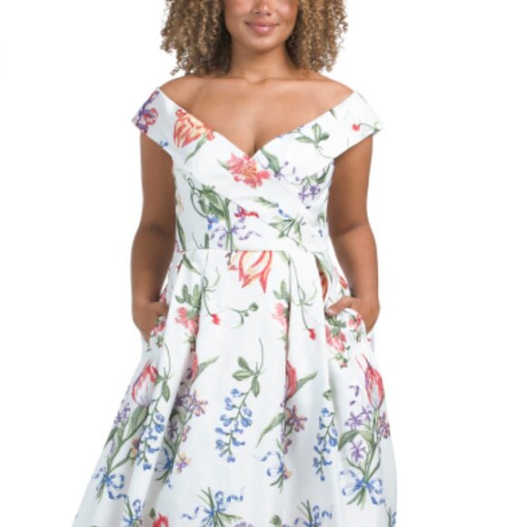 MARCHESA NOTTE Off The Shoulder Floral Gown - Picture 2 of 3